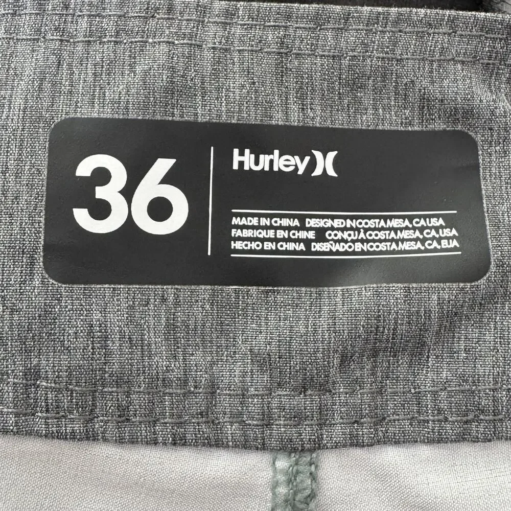 Hurley Phantom Board Shorts Mens 36 Green Yellow Stripe Swim Trunks Surf Pocket